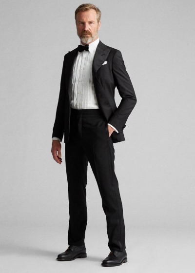 Pantalones Ralph Lauren Hombre Negros - Slim Fit Wool Tuxedo - IRVLB1468